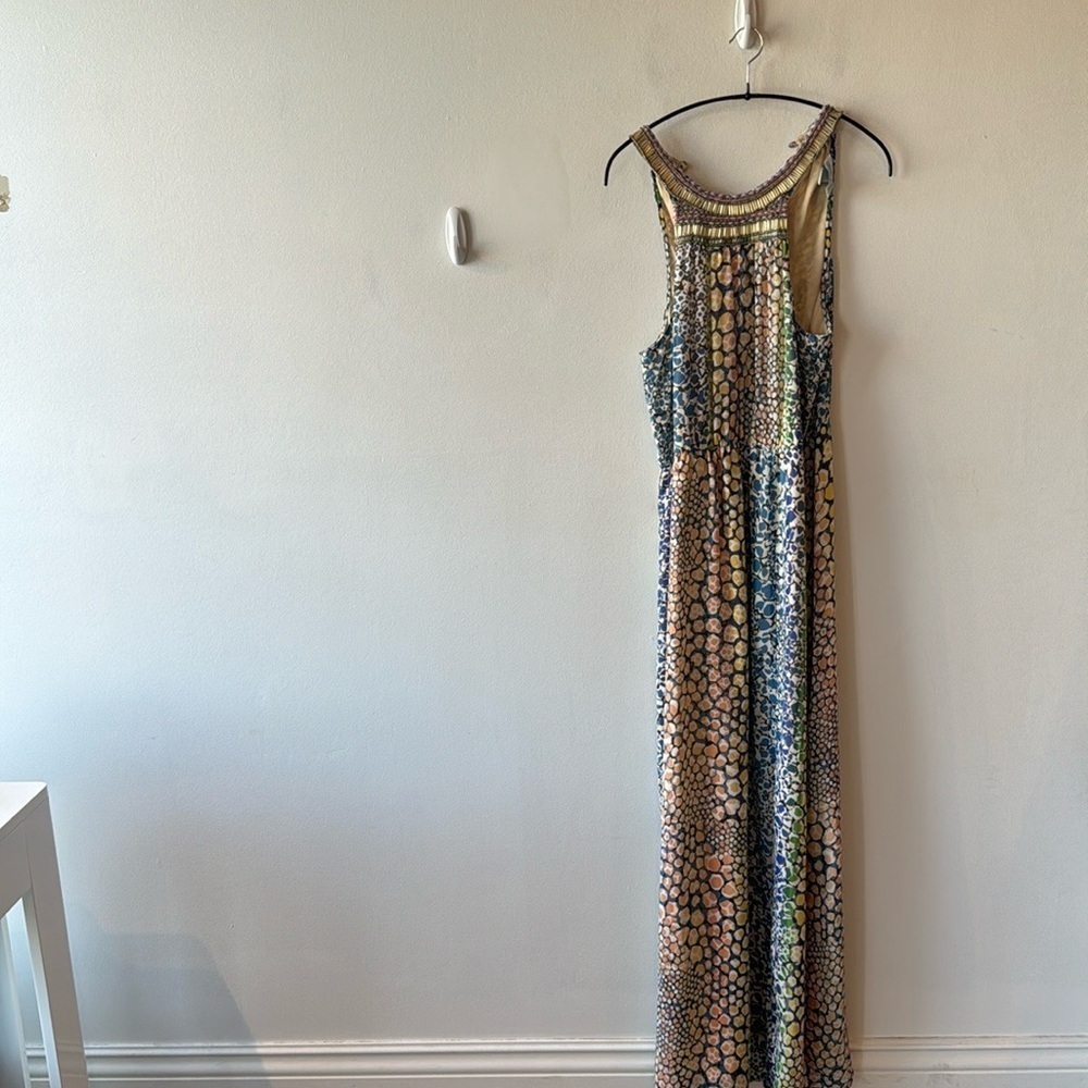 Vintage Charlie Jade maxi dress with beaded high neckline size m like new